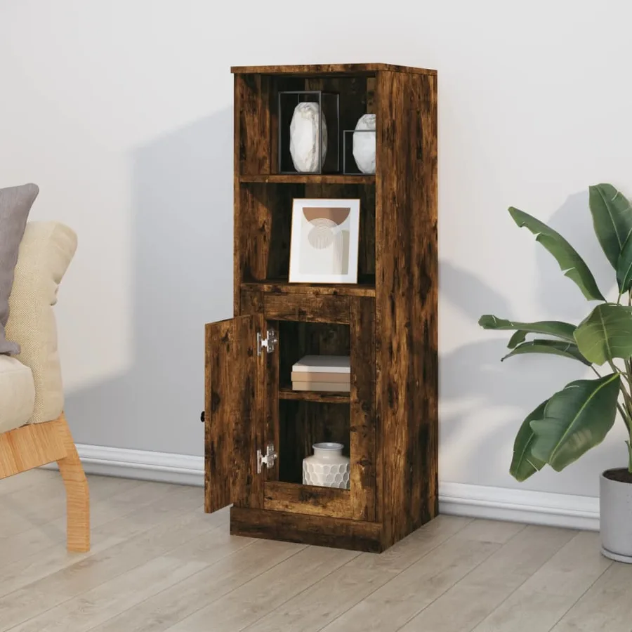 Buffet haut chêne fumé 36x35,5x103,5 cm bois d'ingénierie - 3