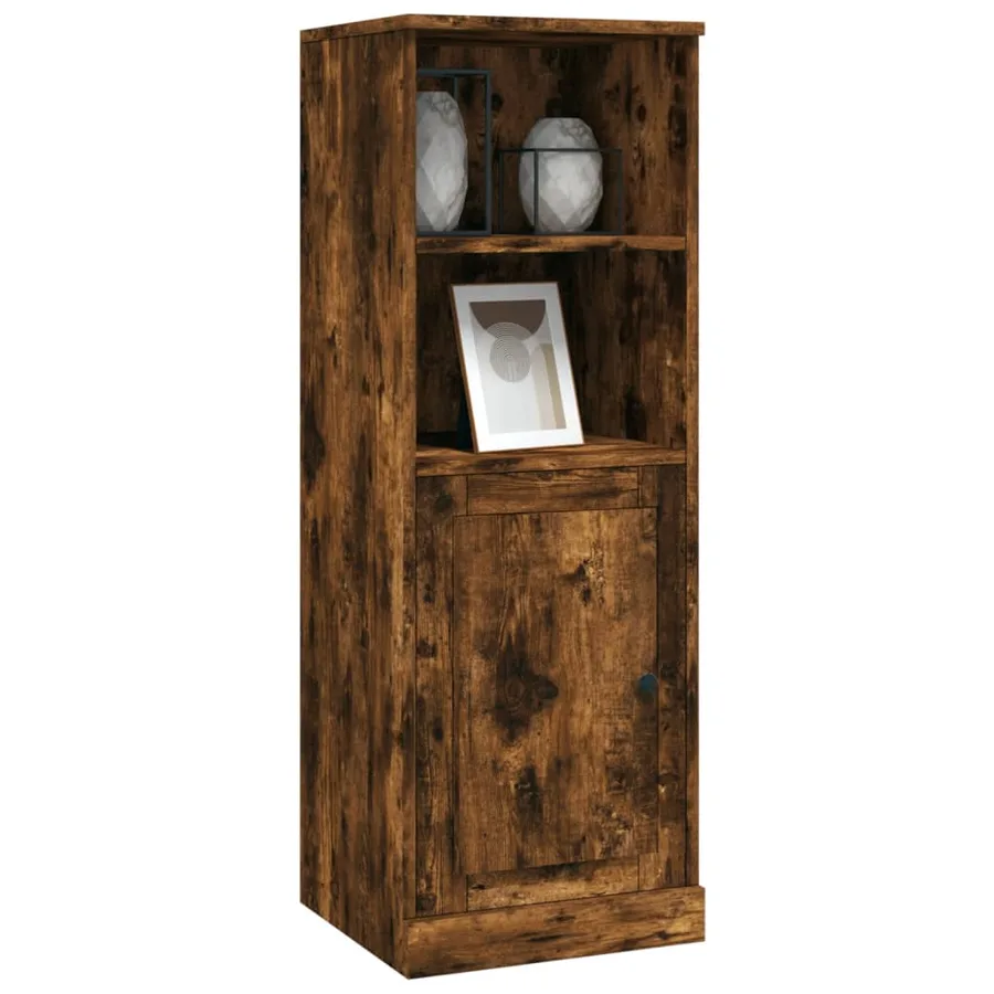 Buffet haut chêne fumé 36x35,5x103,5 cm bois d'ingénierie - 4