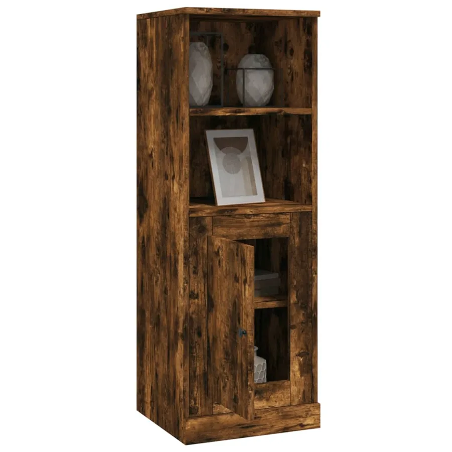Buffet haut chêne fumé 36x35,5x103,5 cm bois d'ingénierie - 5