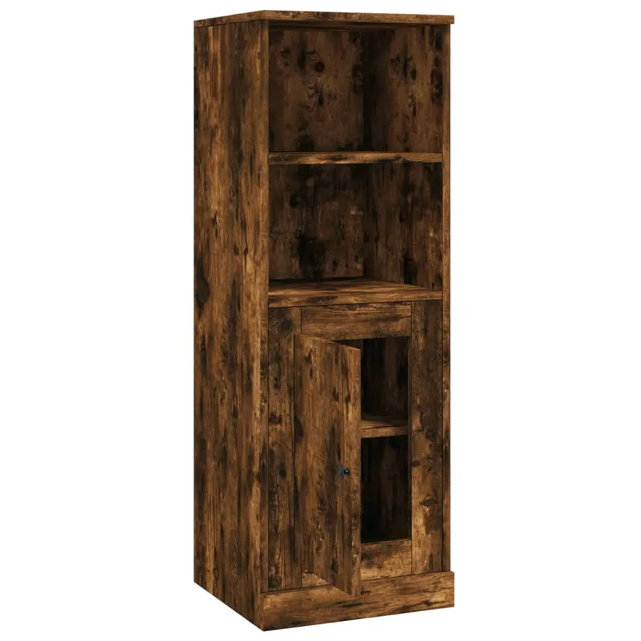 Buffet haut chêne fumé 36x35,5x103,5 cm bois d'ingénierie - 8
