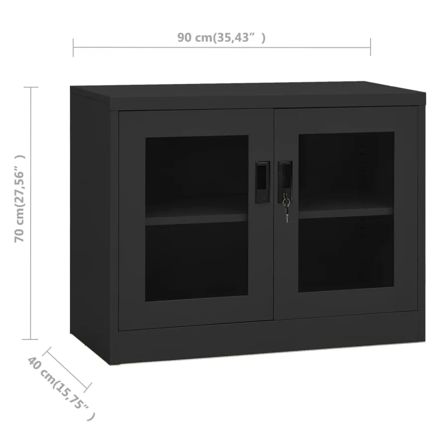 Armoire de bureau Anthracite 90x40x70 cm Acier - 9