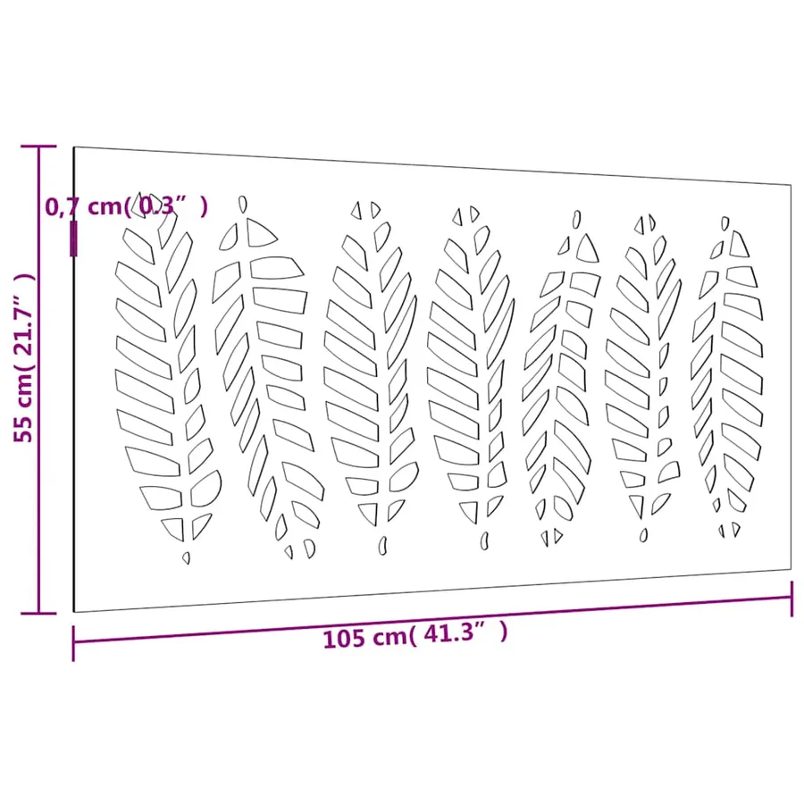 Décoration murale jardin 105x55 cm acier corten design feuille - 9
