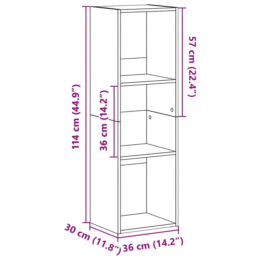 Bibliothèque/Meuble TV Gris béton 36x30x114cm Bois d’ingénierie - 11