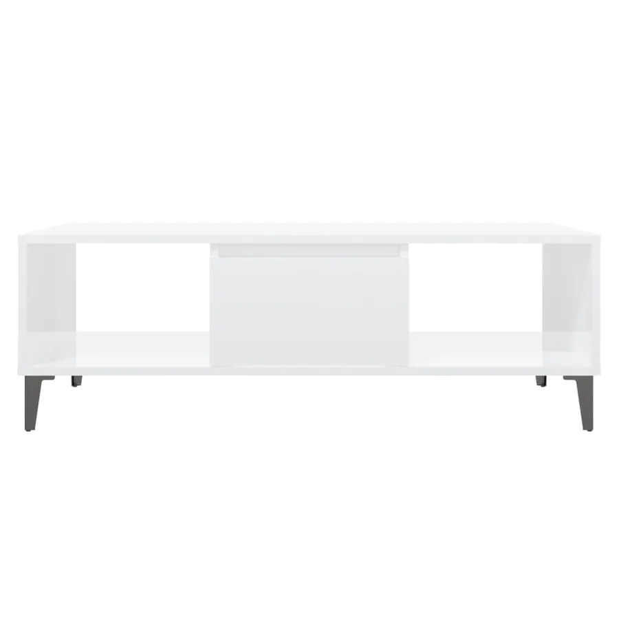 Table basse blanc brillant 103,5x60x35 cm bois d'ingénierie - 5