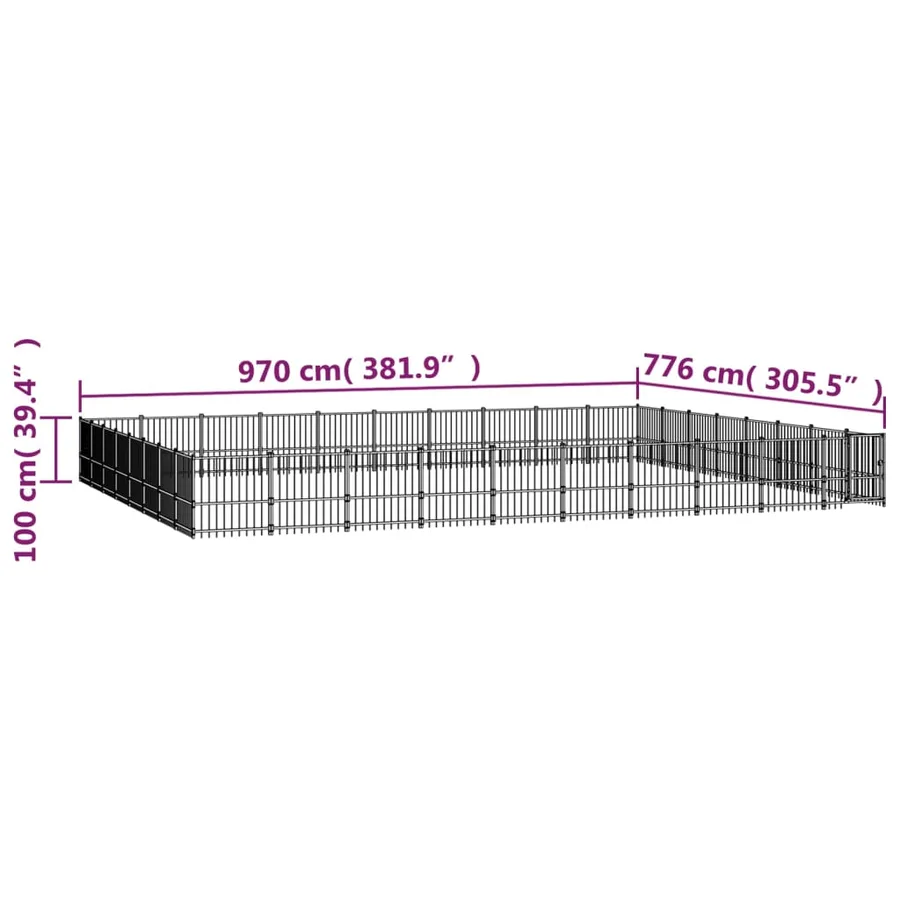 Chenil d'extérieur pour chiens Acier 75,27 m² - 6