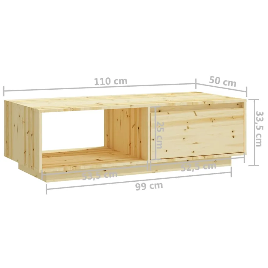 Table basse 110x50x33,5 cm bois de sapin massif - 11