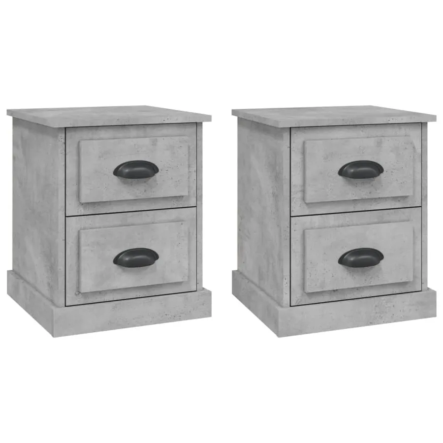 Tables de chevet 2 pcs gris béton 39x39x47,5 cm bois ingénierie - 2