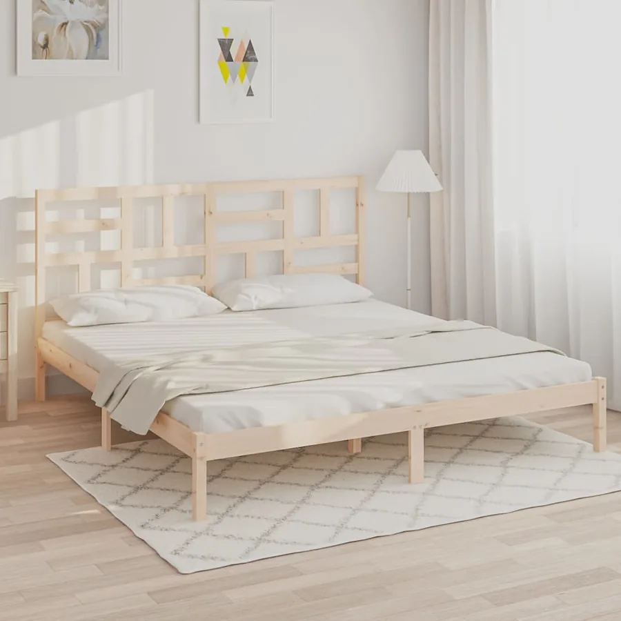 Cadre de lit sans matelas bois massif 200x200 cm