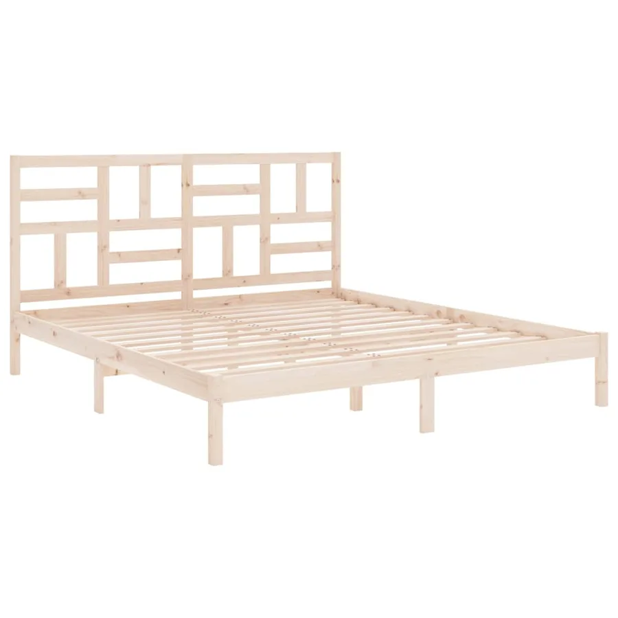 Cadre de lit sans matelas bois massif 200x200 cm - 4