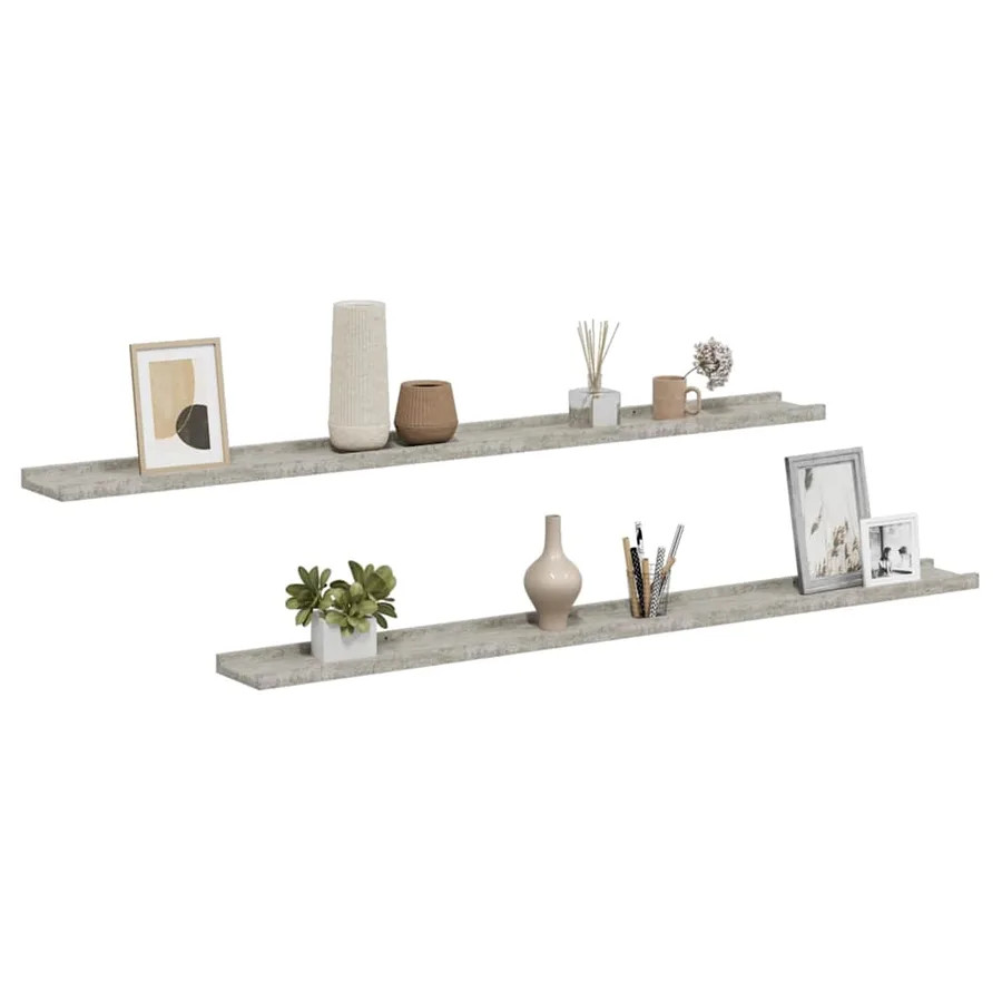 Étagères murales 2 pcs Gris béton 115x9x3 cm - 4