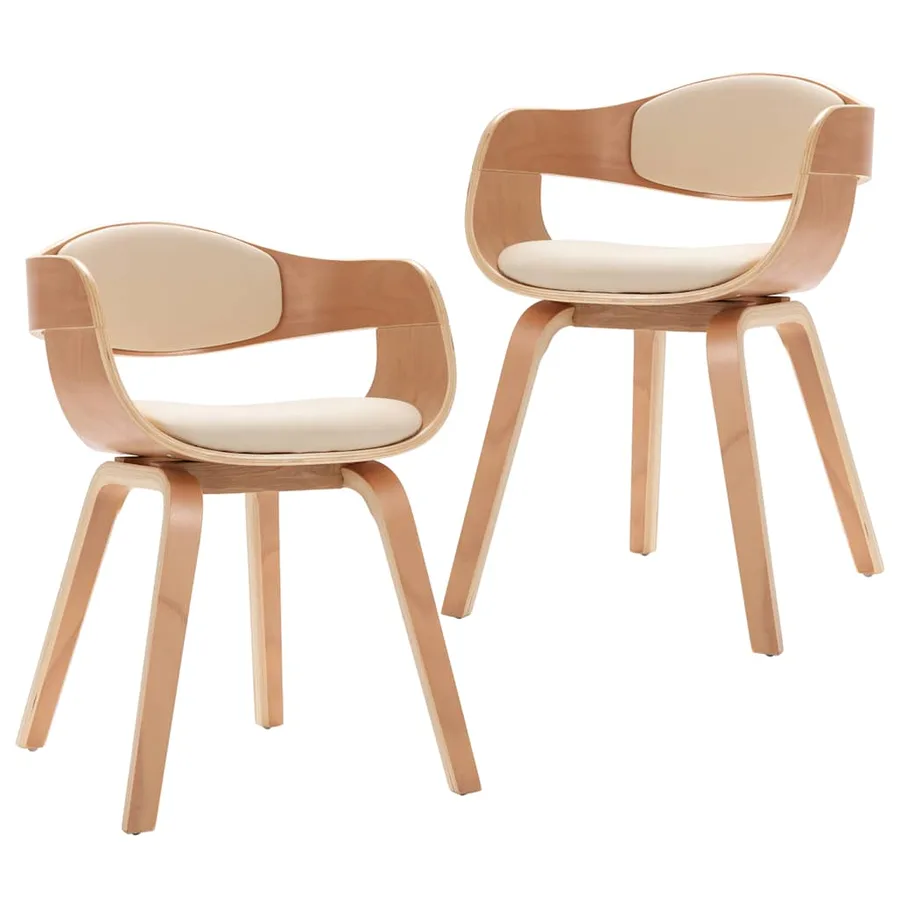 Chaises à manger lot de 2 bois courbé et similicuir - 2