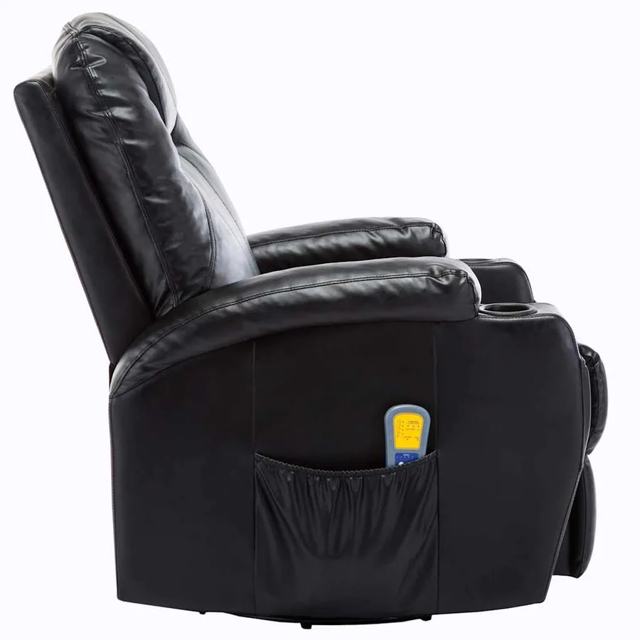 Fauteuil à bascule de massage Noir Similicuir - 5
