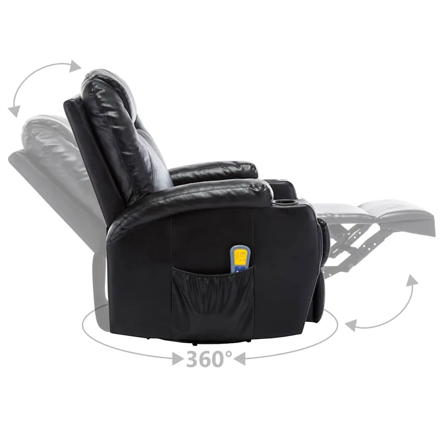 Fauteuil à bascule de massage Noir Similicuir - 7