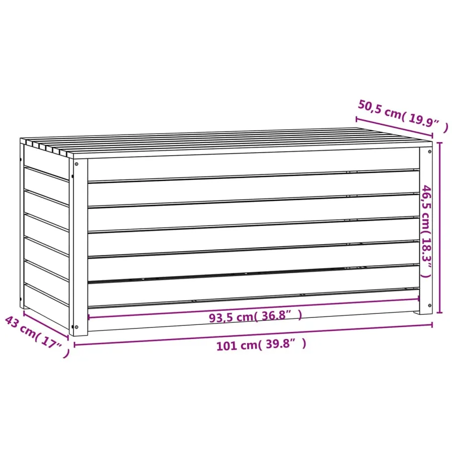 Boîte de jardin noir 101x50,5x46,5 cm bois massif de pin - 10