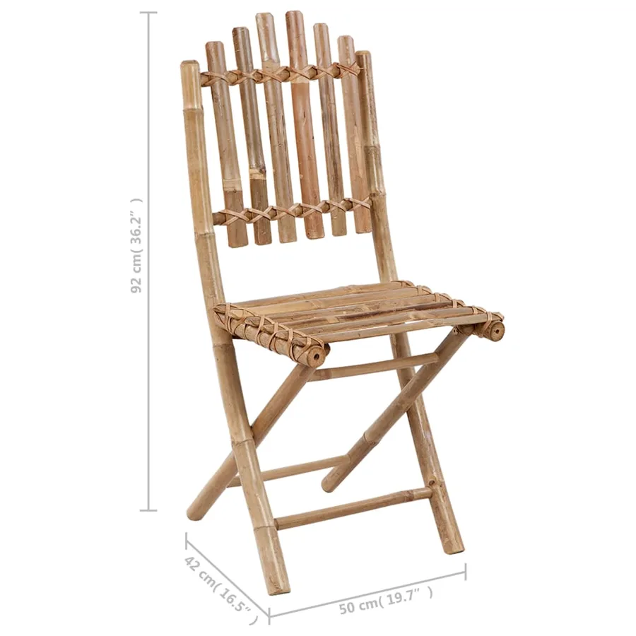 Ensemble à manger d'extérieur pliable 5pcs avec coussins Bambou - 16