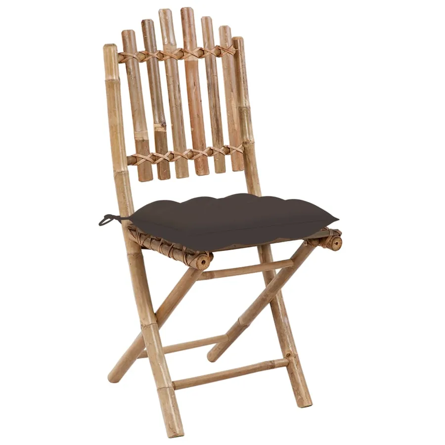 Ensemble à manger d'extérieur pliable 5pcs avec coussins Bambou - 5