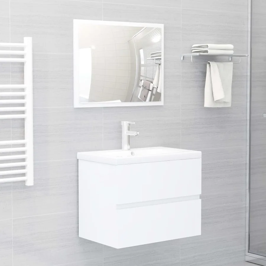 Meubles de salle de bain blanc bois d'ingénierie