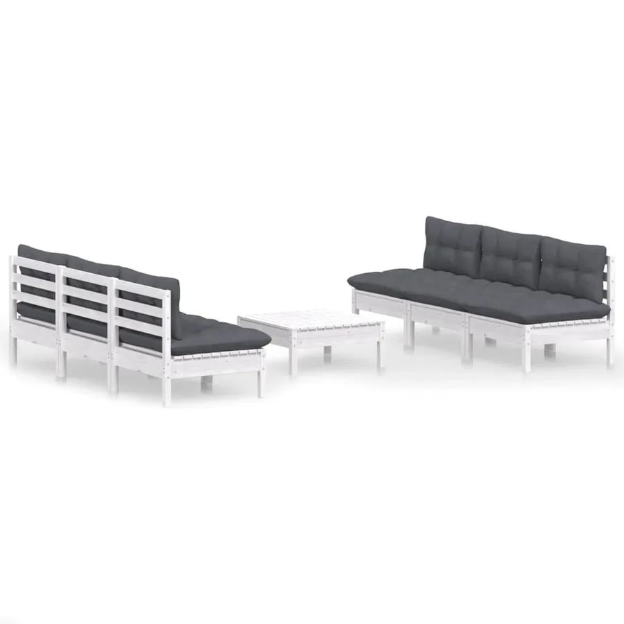 Salon de jardin 7 pcs avec coussins anthracite bois de pin - 2