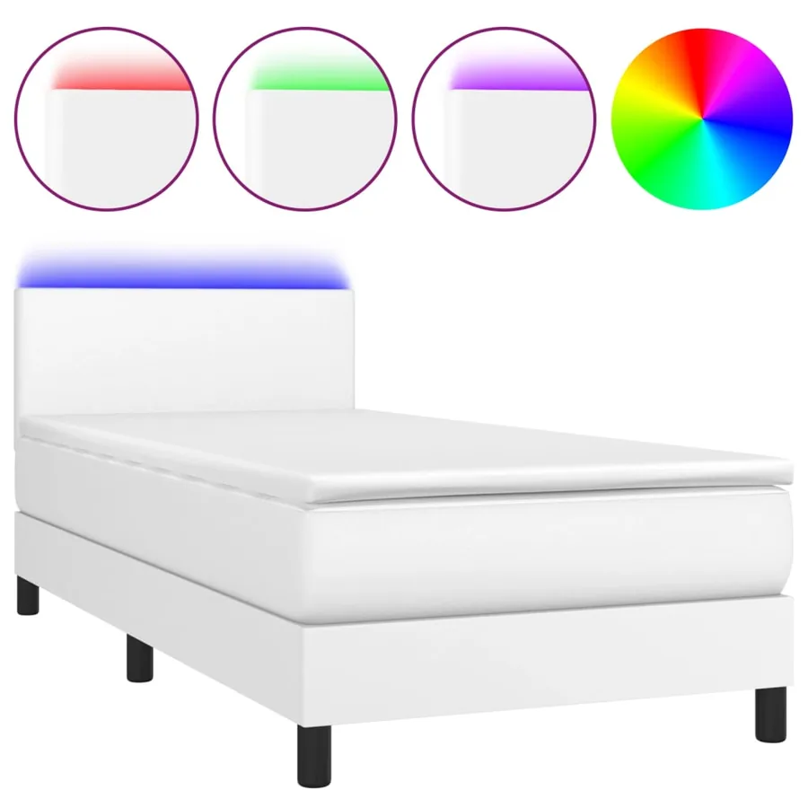 Sommier à lattes de lit avec matelas et LED Blanc 80x200cm - 2