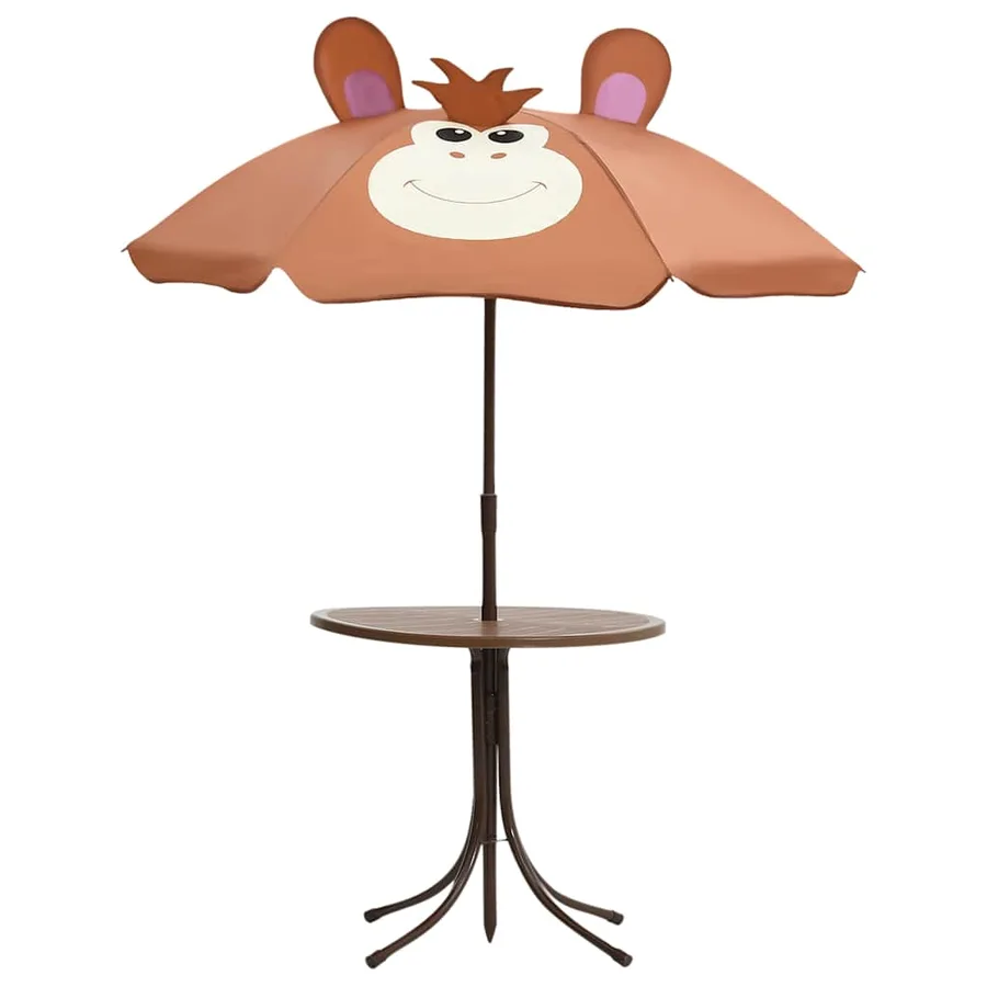 Ensemble de bistro avec parasol pour enfants 3 pcs Marron - 3