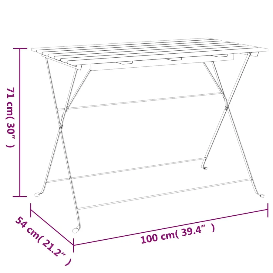 Ensemble de bistro pliable 7 pcs bois d'acacia solide et acier - 12