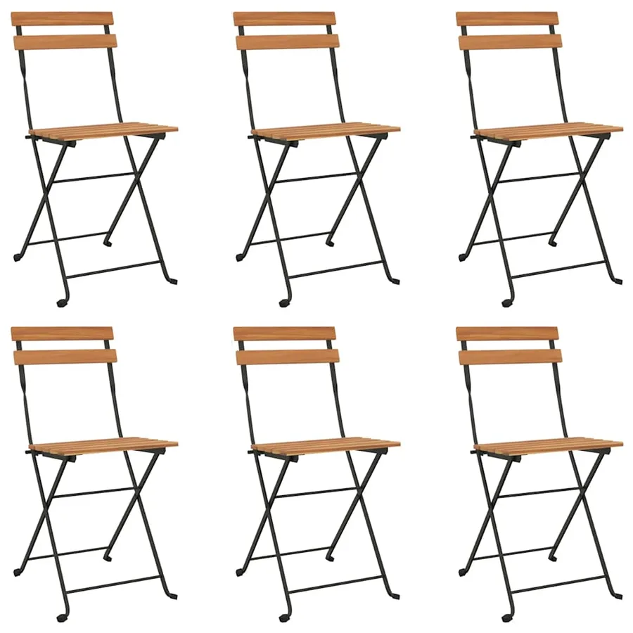Ensemble de bistro pliable 7 pcs bois d'acacia solide et acier - 4