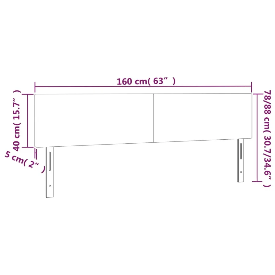 Têtes de lit Gris clair 160x5x78/88 cm Velours - 8