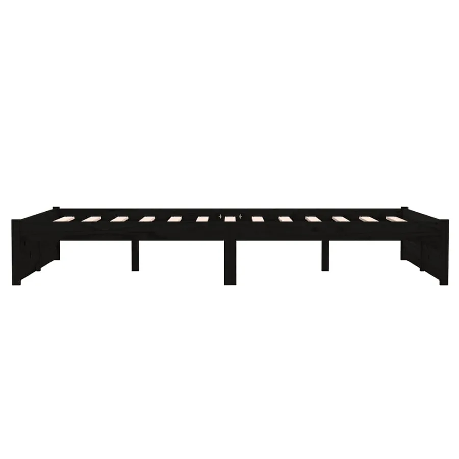 Cadre de lit sans matelas noir bois massif 120x190 cm - 6