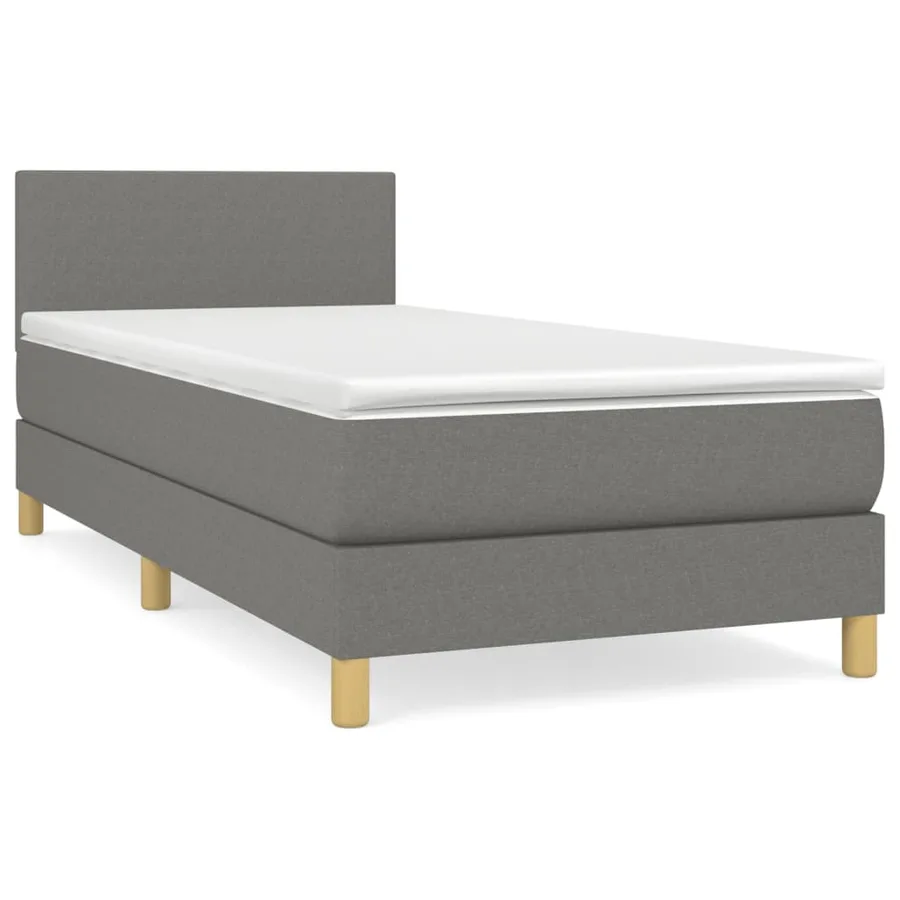 Sommier à lattes de lit avec matelas Gris foncé 100x200cm Tissu - 2