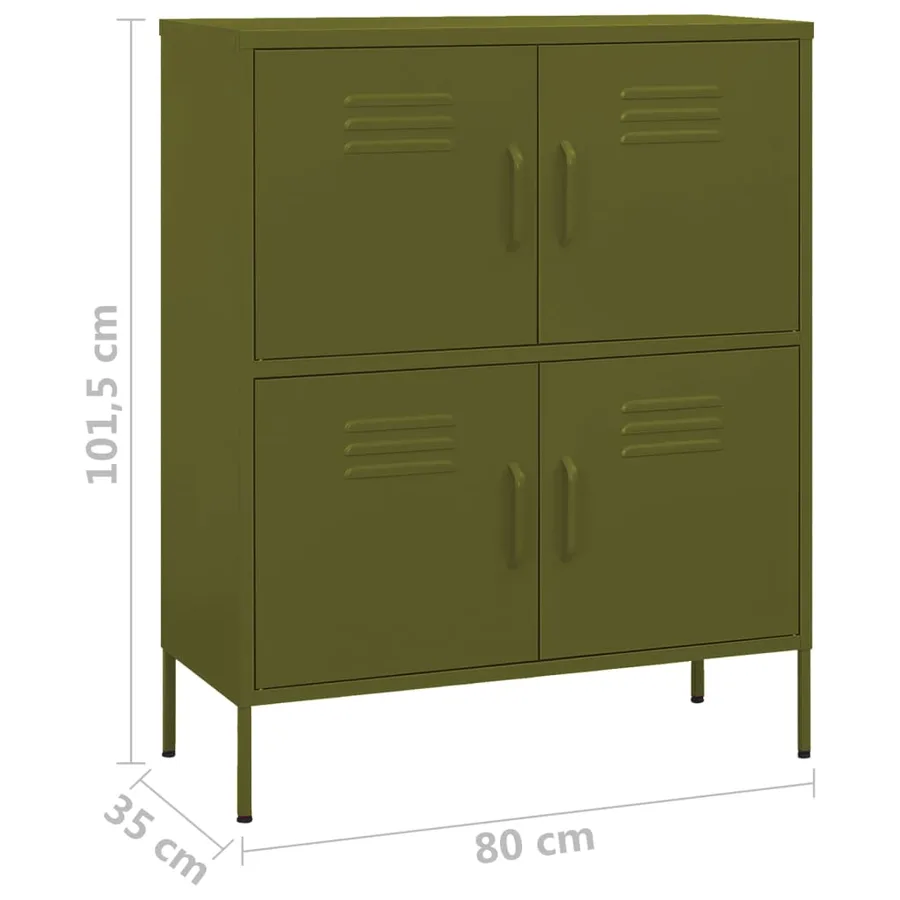 Armoire de rangement Vert olive 80x35x101,5 cm Acier - 9