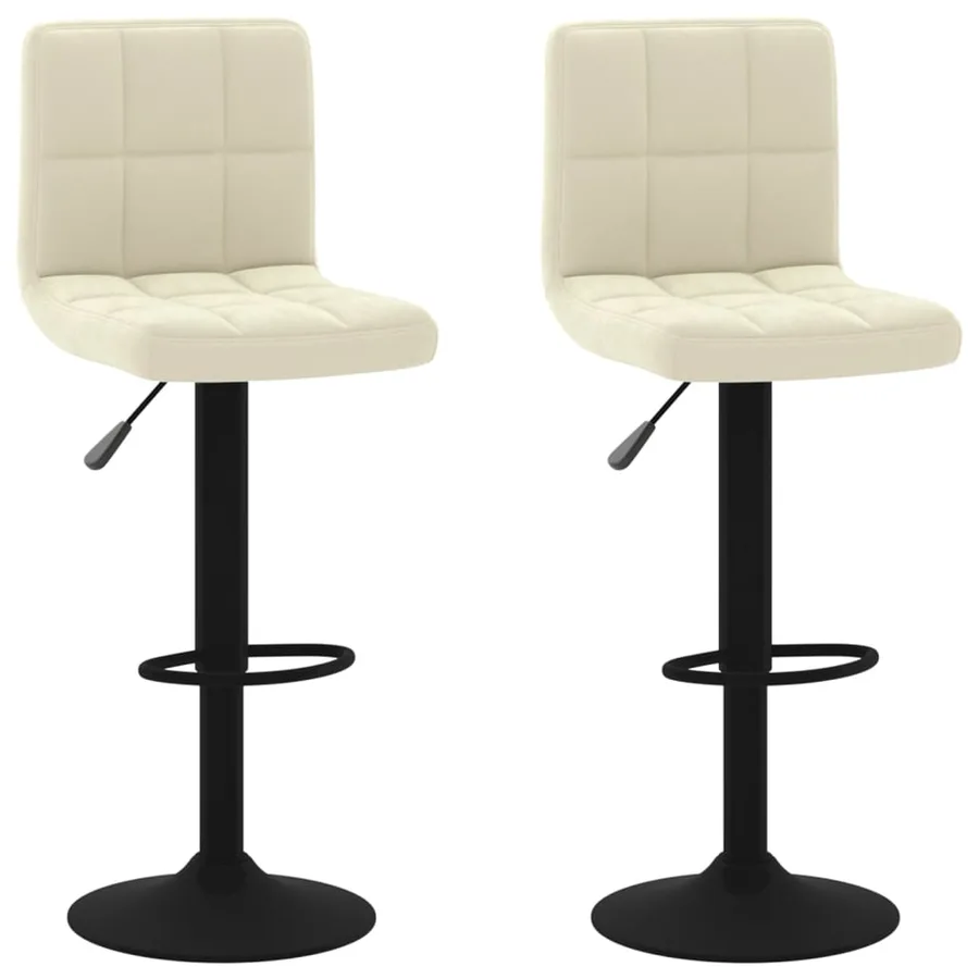 Tabourets de bar lot de 2 crème velours - 2