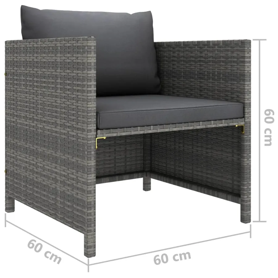 Salon de jardin 7 pcs avec coussins Résine tressée Gris - 11