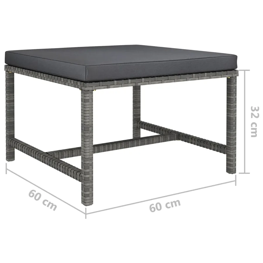 Salon de jardin 7 pcs avec coussins Résine tressée Gris - 12