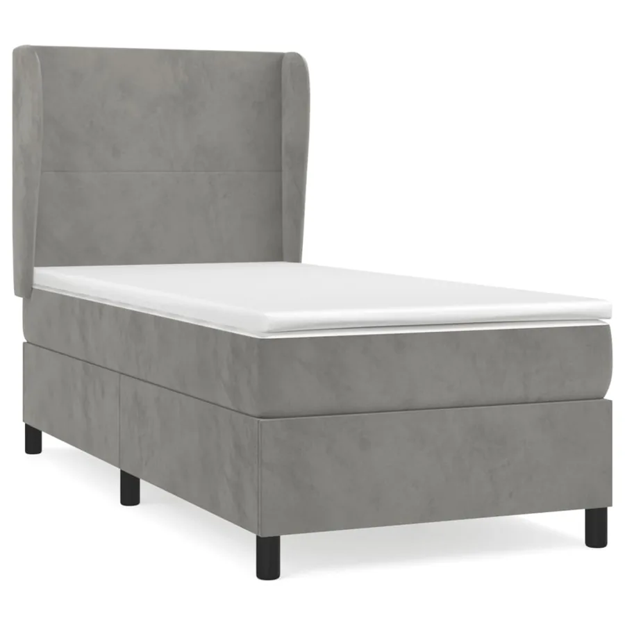 Sommier à lattes de lit et matelas Gris clair 80x200 cm Velours - 2