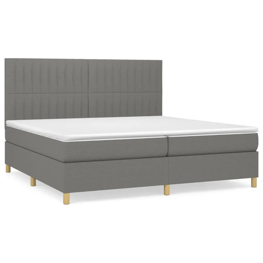 Sommier à lattes de lit avec matelas Gris foncé 200x200cm Tissu - 2