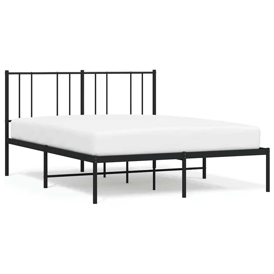 Cadre de lit métal sans matelas avec tête de lit noir 140x190cm - 2