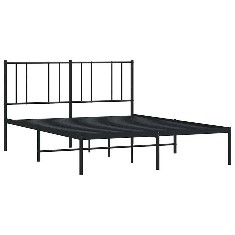 Cadre de lit métal sans matelas avec tête de lit noir 140x190cm - 3