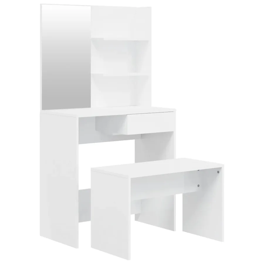 Ensemble de coiffeuse Blanc brillant 74,5x40x141 cm - 2