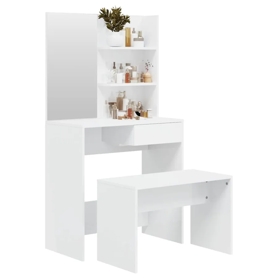 Ensemble de coiffeuse Blanc brillant 74,5x40x141 cm - 3