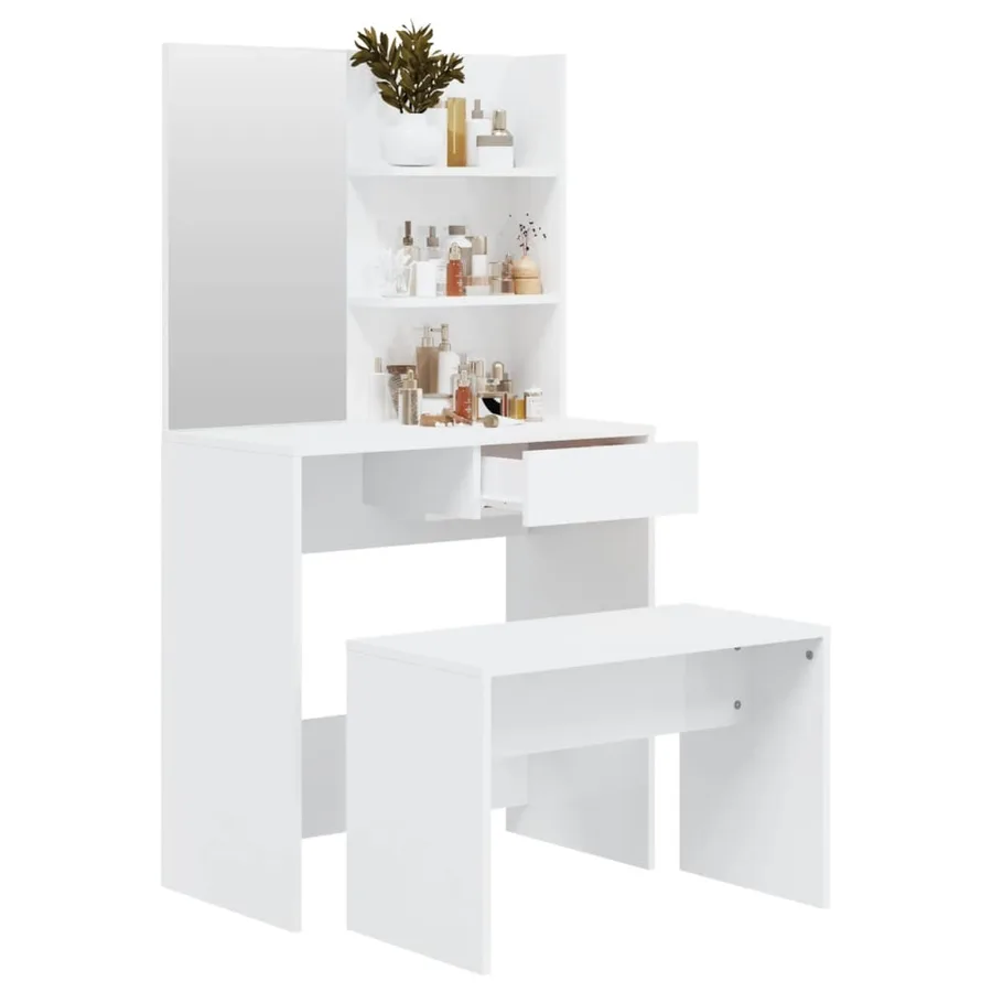 Ensemble de coiffeuse Blanc brillant 74,5x40x141 cm - 4