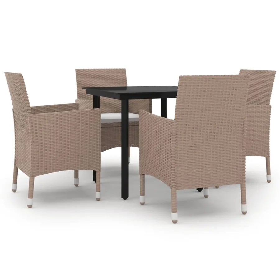 Ensemble à manger de jardin coussins 5 pcs Résine tressée Verre - 2