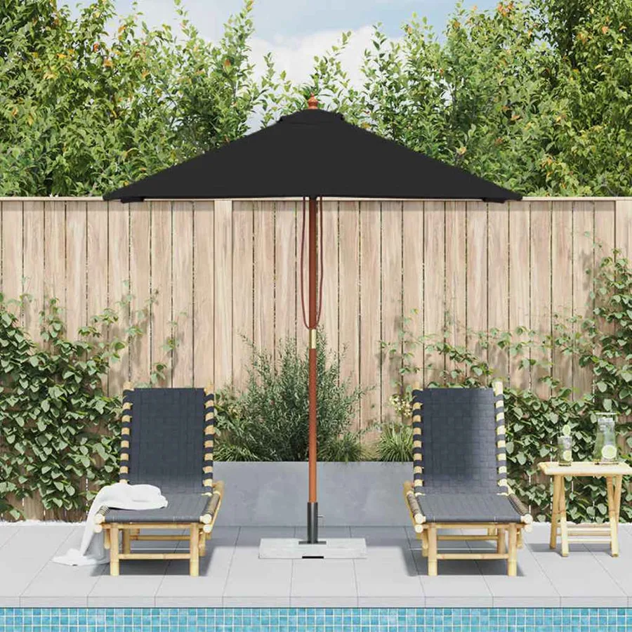 Parasol de jardin avec mât en bois noir 150x200 cm - 3