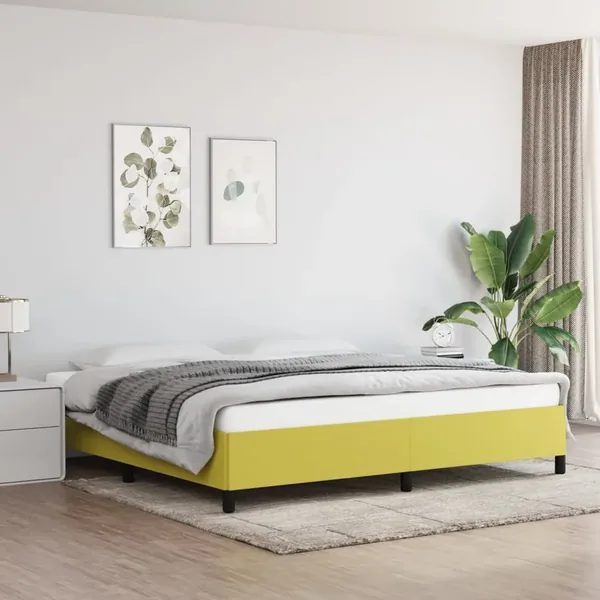 Cadre de lit sans matelas vert 200x200 cm tissu