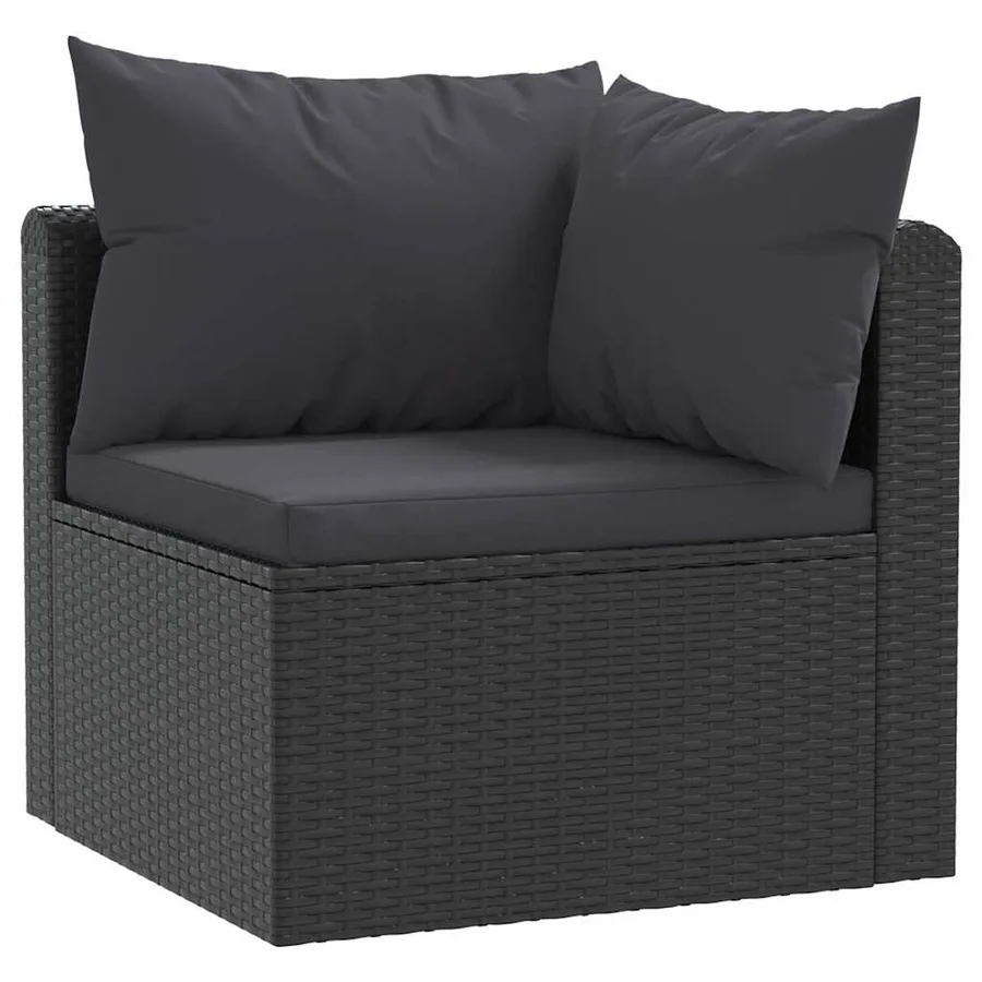 Salon de jardin 7 pcs avec coussins Résine tressée Noir - 3