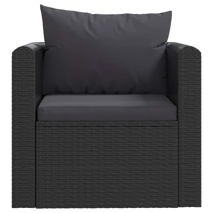 Salon de jardin 7 pcs avec coussins Résine tressée Noir - 5