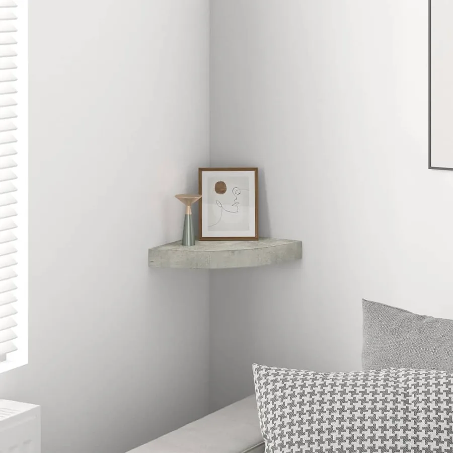 Étagère d'angle murale Gris béton 25x25x3,8 cm MDF - 3