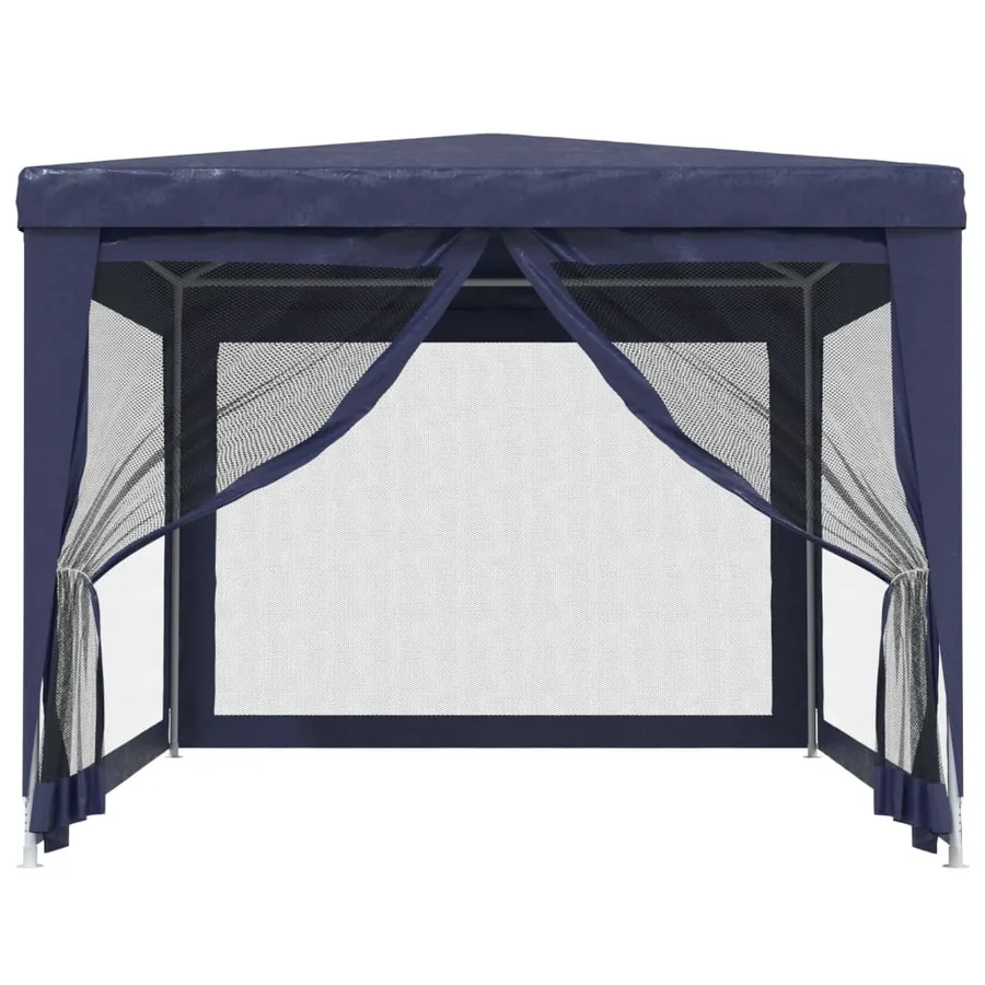 Tente de fête avec 4 parois latérales en maille Bleu 3x4 m PEHD - 3
