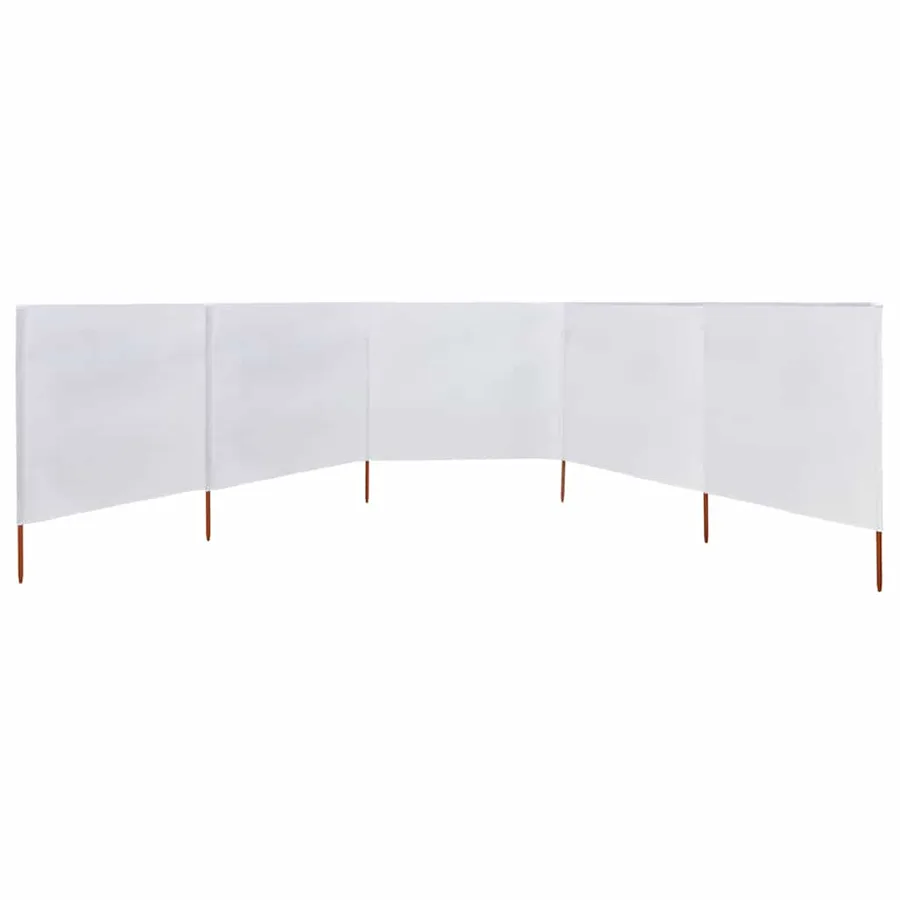 Paravent 5 panneaux Tissu 600 x 80 cm Blanc sable - 3