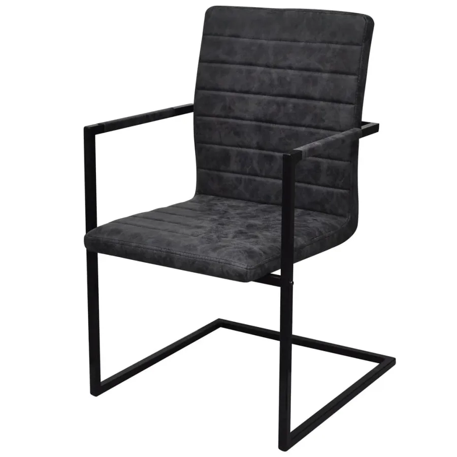Chaises à manger cantilever lot de 2 noir similicuir - 2