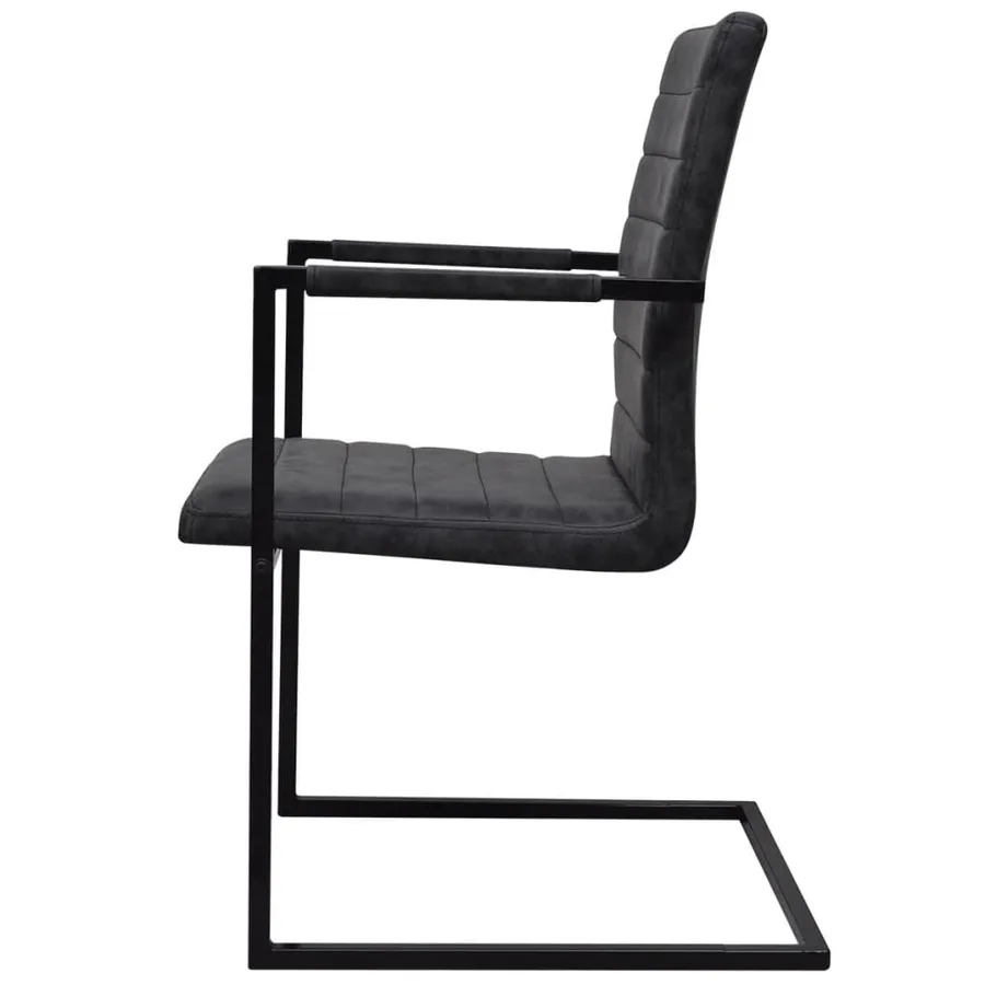 Chaises à manger cantilever lot de 2 noir similicuir - 4